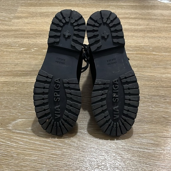 VIA SPIGA TAVVI Lace Up Combat Hiking Boots Shoes Black Leather - Picture 11 of 12